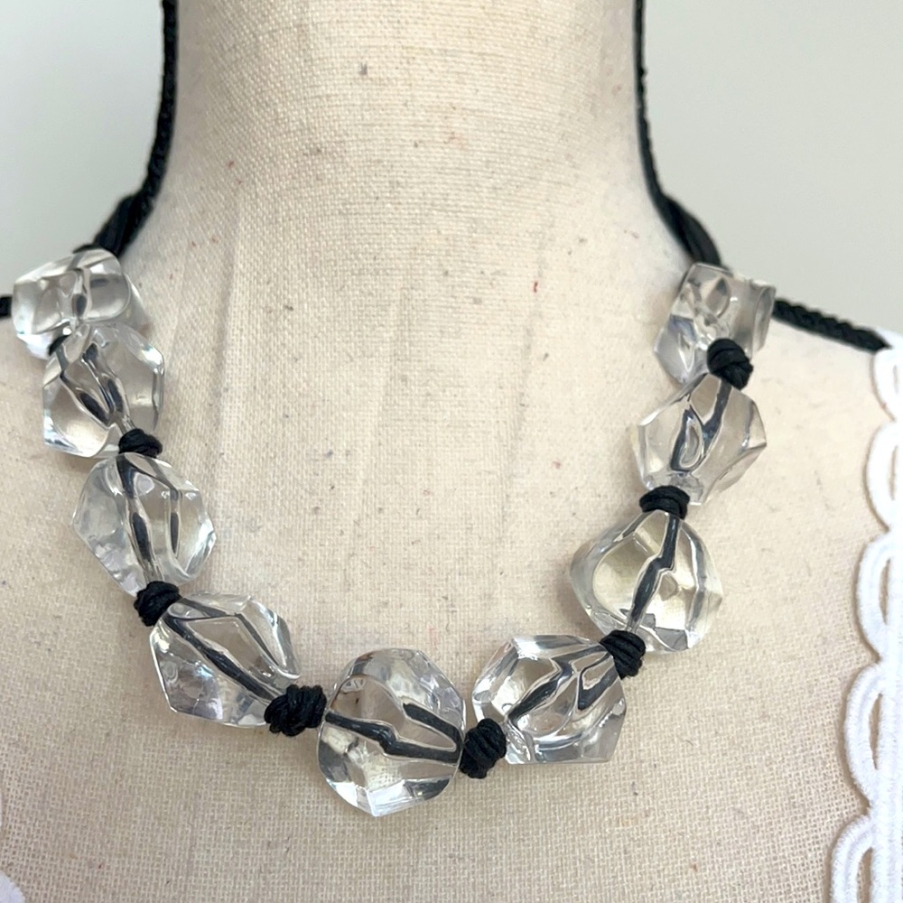 XL Clear Beaded Necklace | Statement Nexklace